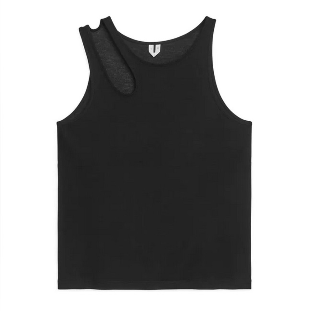 ARKET Cut-Out Tank Top In Black Size L NWT